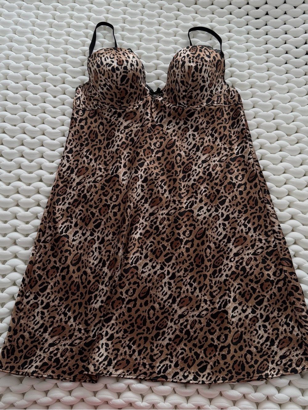 Victoria's Secret Leopard Satin Chemise in Brown and Black